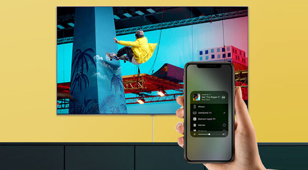 chiếu màn hình điện thoại lên tivi - smart tivi samsung 4k 43 inch ua43au7002